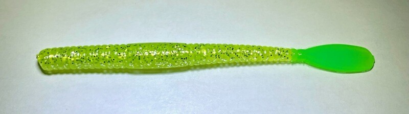 4&quot; Paddle Tail Worm - Chartreuse Sparkle/ Fluorescent Green Tail