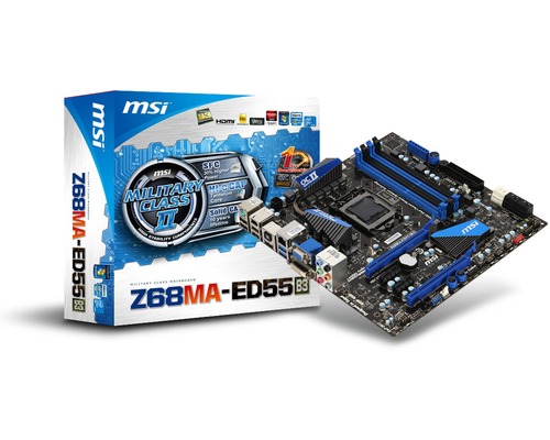 MSI Intel Z68MA-ED55 Chipset, Socket 1155 100MHz FSB, Core i3 / i5 / i7 &amp; Pentium