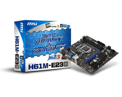 MSI Intel H61M-E23 Chipset, Socket 1155  100MHz FSB, Core i3 / i5 / i7 &amp; Pentium