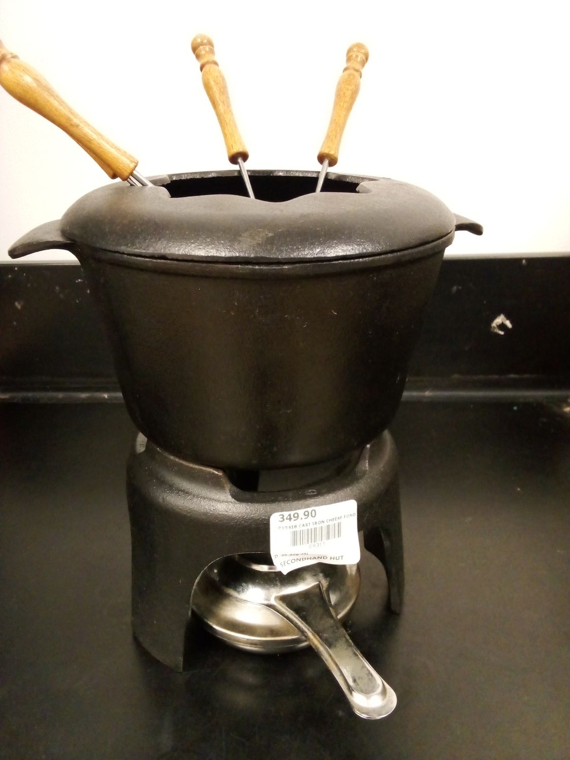 CAST IRON CHEESE FONDUE POT