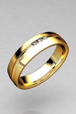 Alianza oro amarillo, blanco o rosa de 18kt con 3 diamantes naturales