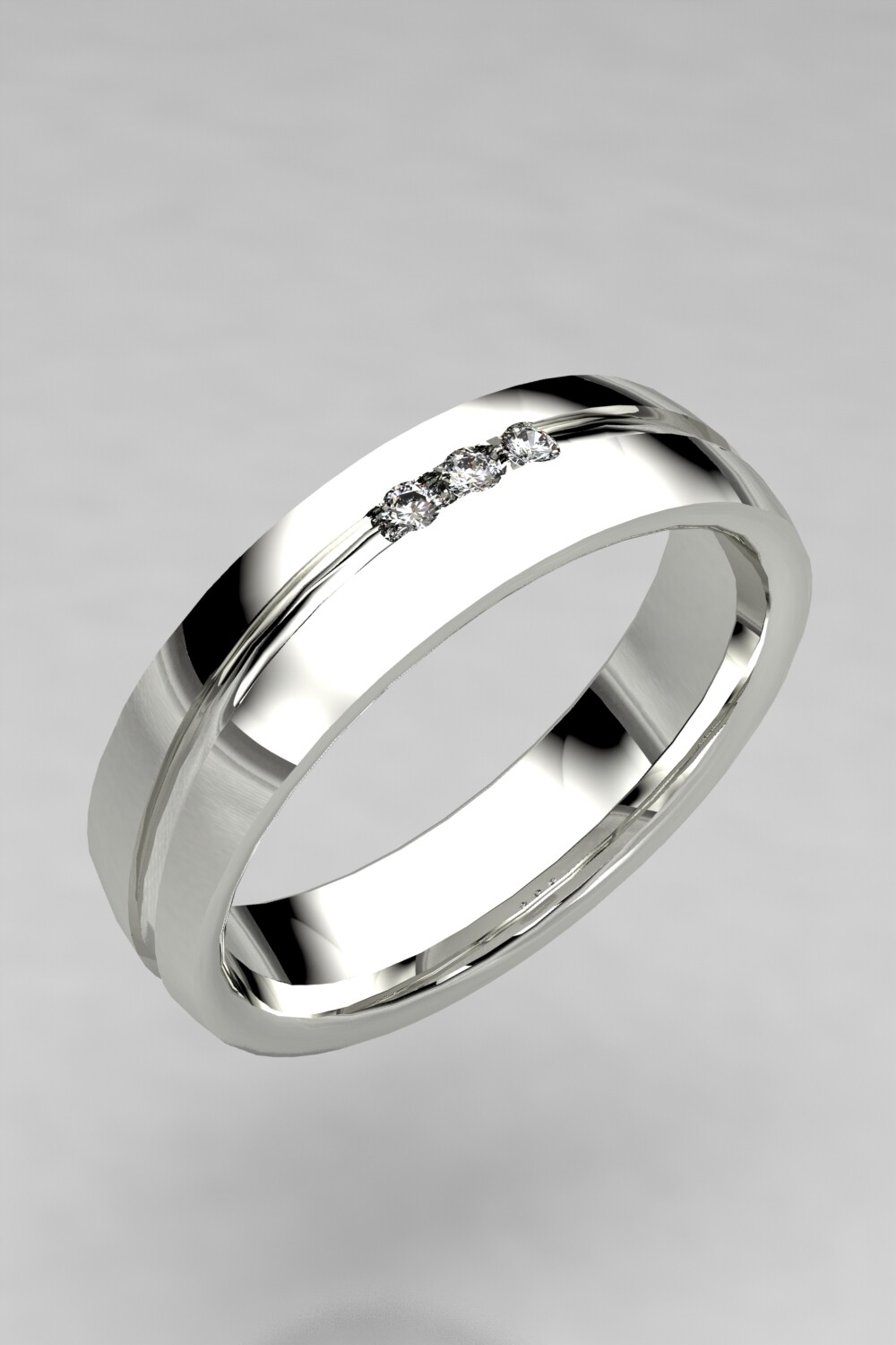 Alianza oro amarillo, blanco o rosa de 18kt con 3 diamantes naturales