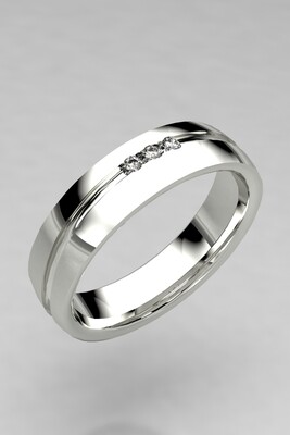 Alianza oro amarillo, blanco o rosa de 18kt con 3 diamantes naturales