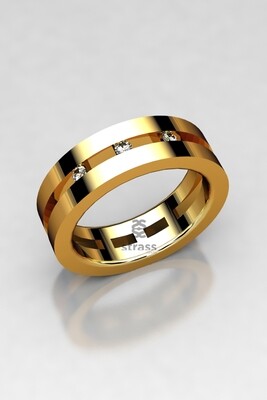 Alianza oro amarillo, blanco o rosa calada de 18kt con 3 diamantes naturales