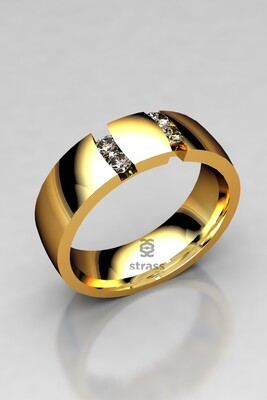 Alianza oro amarillo, blanco o rosa de 18kt con 4 diamantes naturales