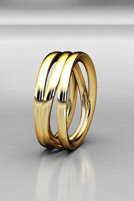 Alianza de oro amarillo, blanco o rosa de 18kt 3 barras