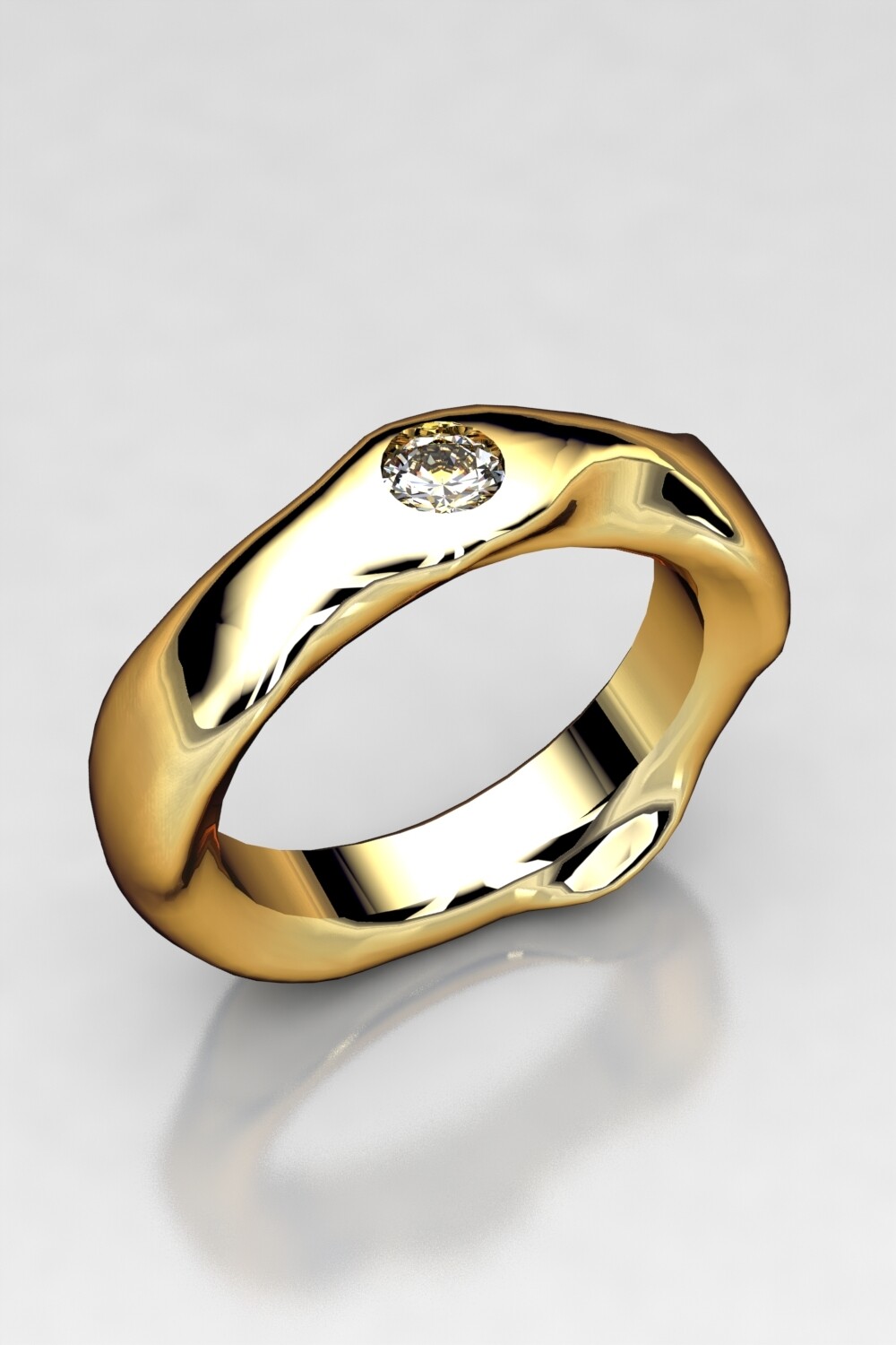 Alianza oro amarillo, blanco o rosa 18kt con 1 diamante natural
