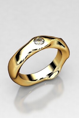 Alianza oro amarillo, blanco o rosa 18kt con 1 diamante natural