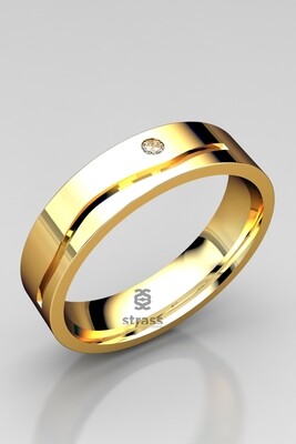 Alianza oro amarillo, blanco o rosa 18kt con 1 diamante natural