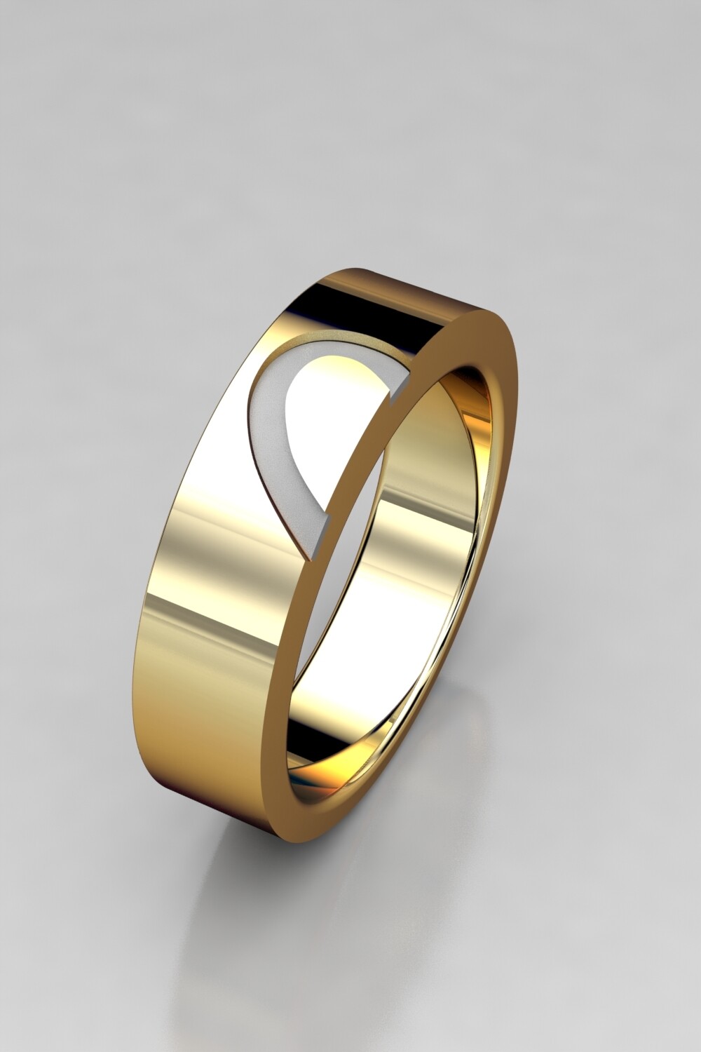 Alianza oro amarillo, blanco o rosa 18kt.  medio corazón.