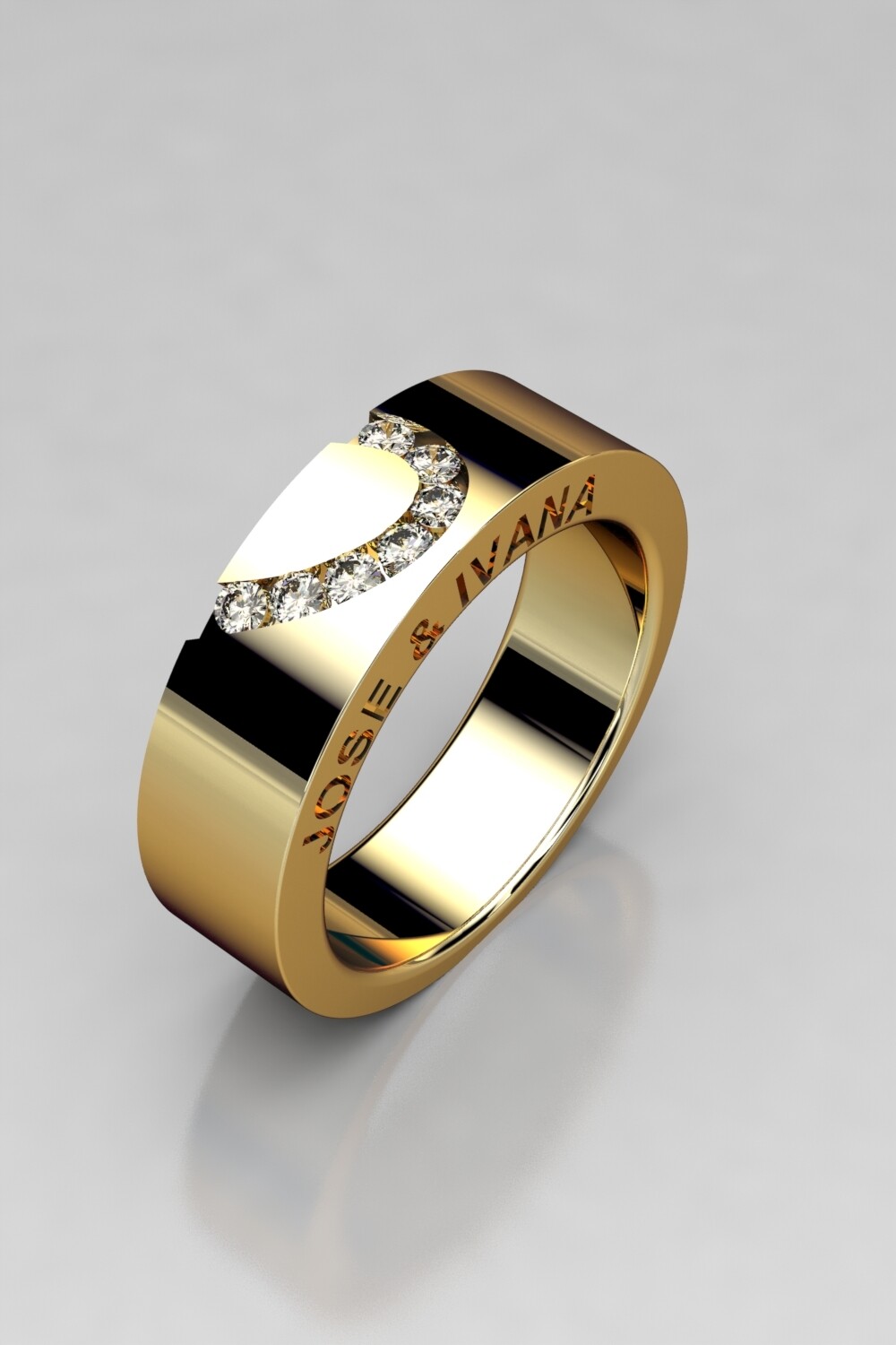 Alianza oro amarillo, blanco o rosa de 18kt con 7 diamantes naturales
