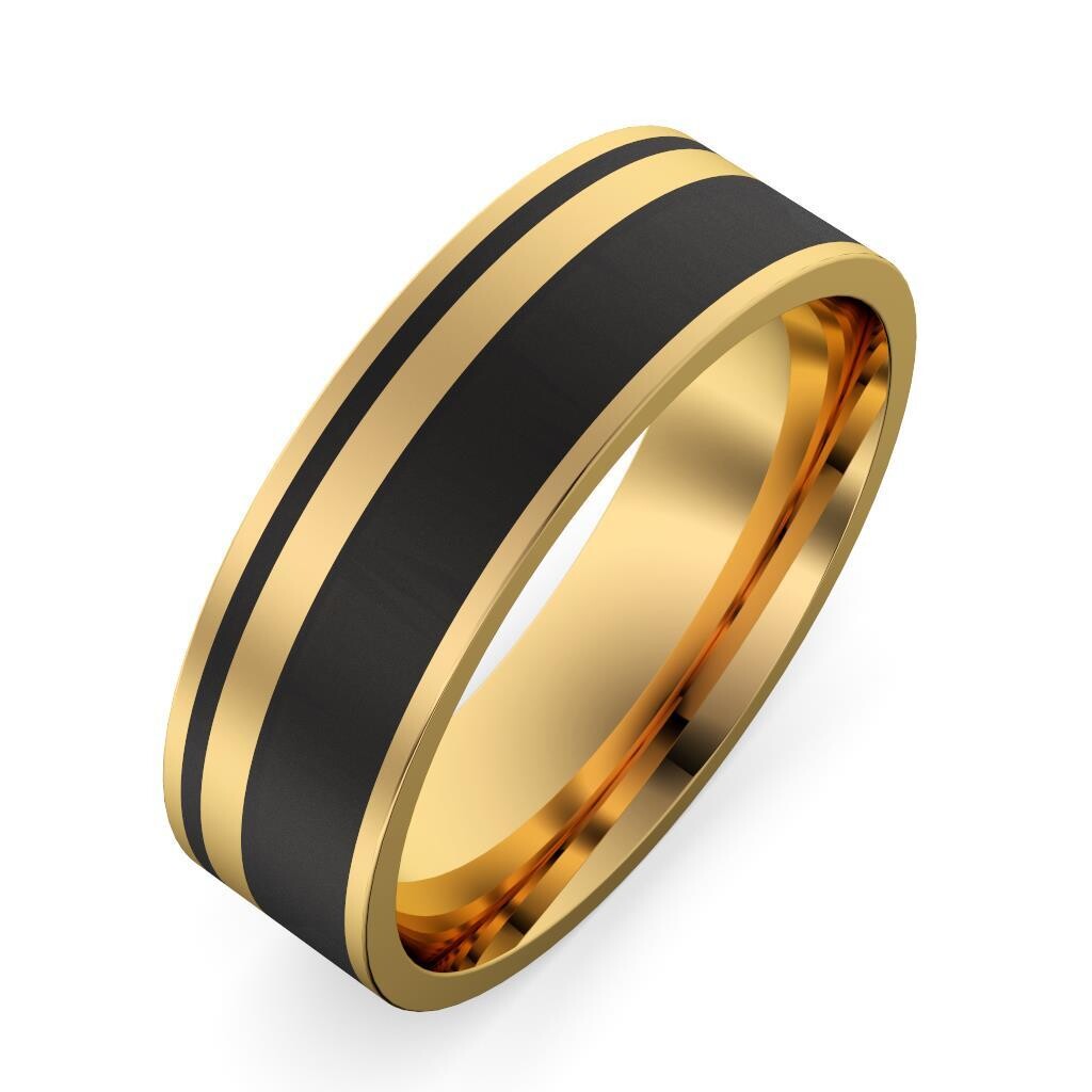 Alianza oro amarillo, blanco o rosa 18kt y fibra carbono