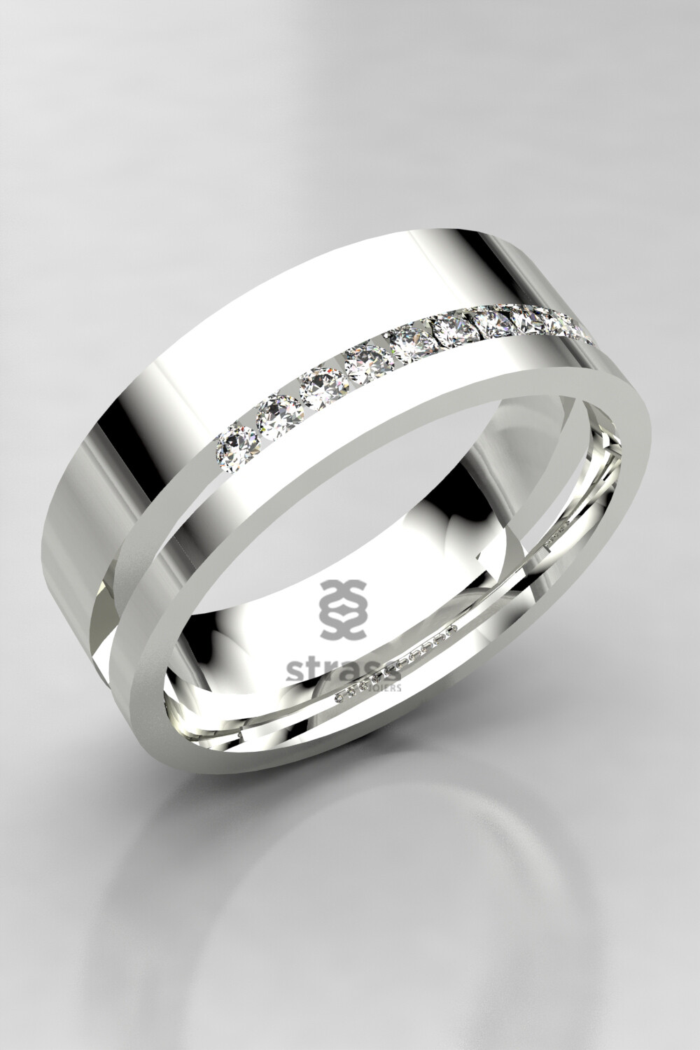 Alianza oro amarillo, blanco o rosa de 18kt con 10 diamantes naturales