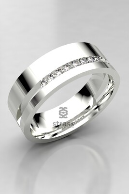 Alianza oro amarillo, blanco o rosa de 18kt con 10 diamantes naturales