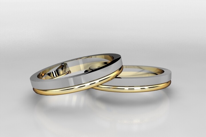 Alianza oro amarillo, blanco o rosa y blanco 18kt