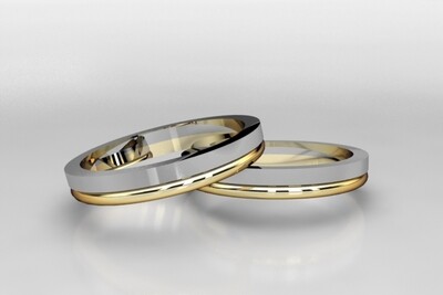 Alianza oro amarillo, blanco o rosa y blanco 18kt