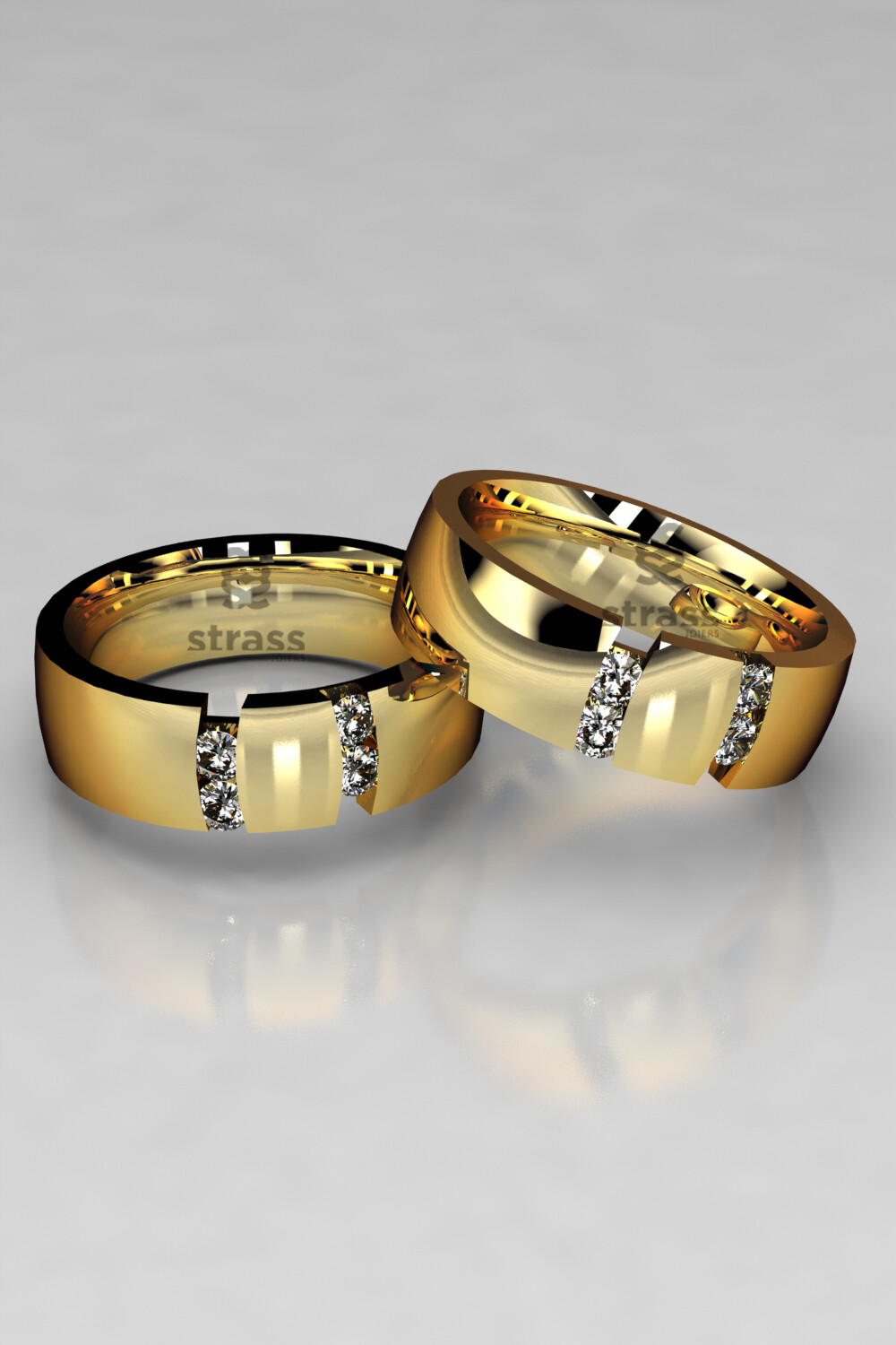 Alianza oro amarillo, blanco o rosa de 18kt con 4 diamantes naturales
