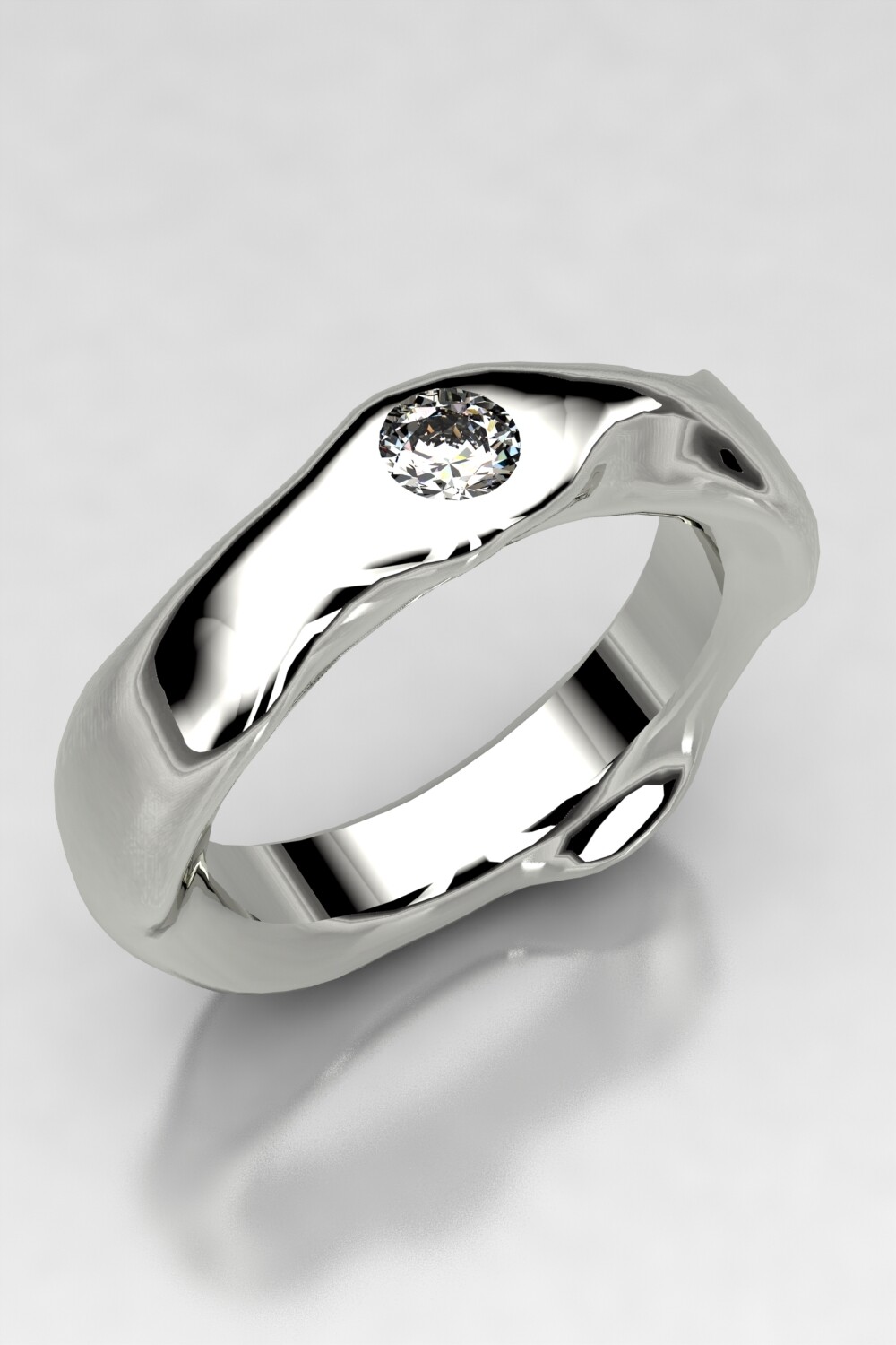 Alianza oro amarillo, blanco o rosa 18kt con 1 diamante natural