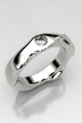 Alianza oro amarillo, blanco o rosa 18kt con 1 diamante natural