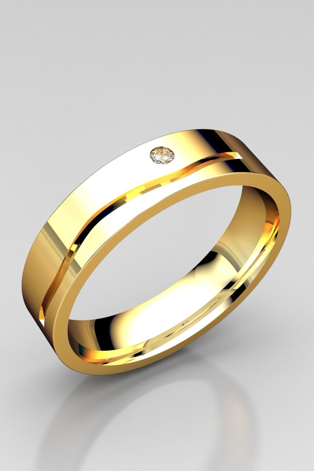 Alianza oro amarillo, blanco o rosa 18kt con 1 diamante natural