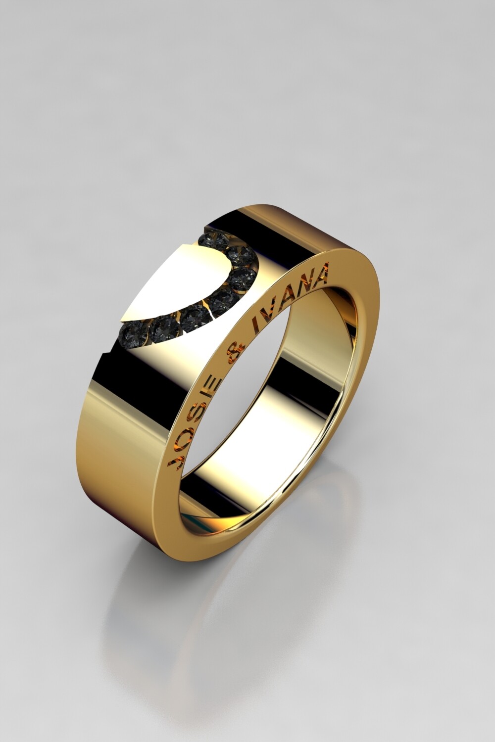 Alianza oro amarillo, blanco o rosa de 18kt con 7 diamantes naturales
