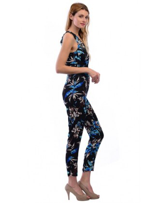 Romper Pleated Halter Blk Wht Blue