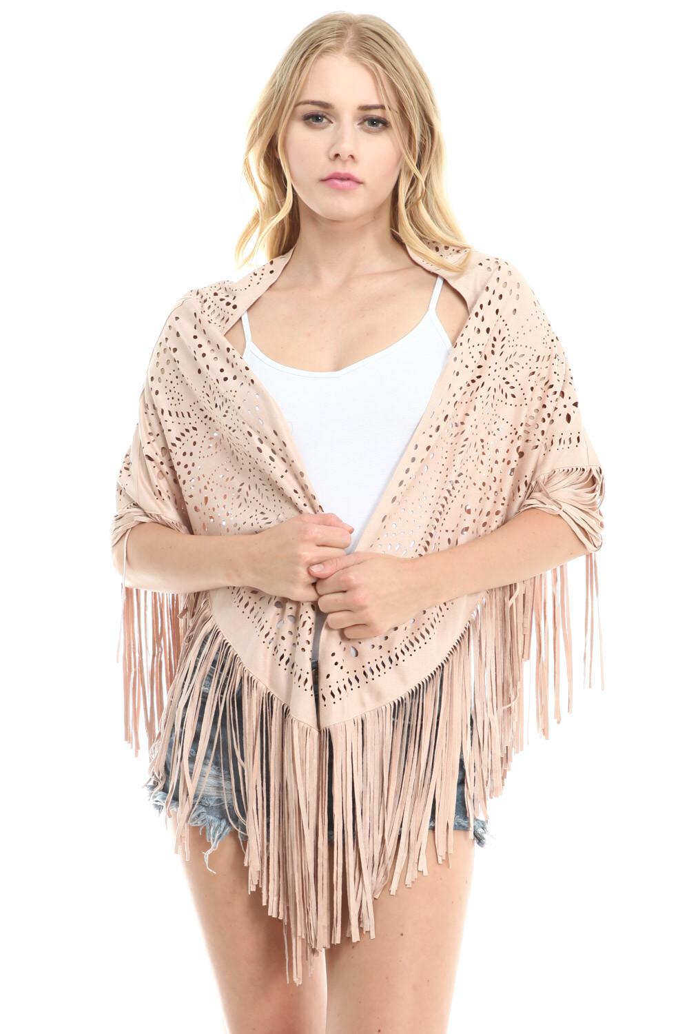 Shawl Razor Cut Fringe Blush