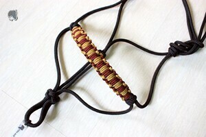 Licol étho - SHET - tressage Carrés bordeaux &amp; or