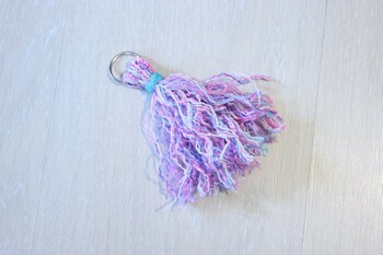Porte-cléfs - Pompon rosemix &amp; turquoise