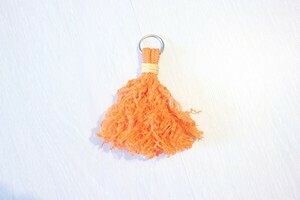 Porte-cléfs - Pompon orange &amp; pastel