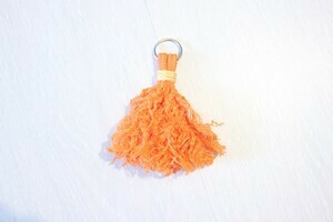 Porte-cléfs - Pompon orange & pastel