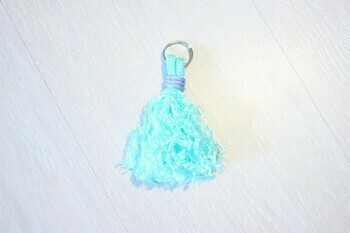 Porte-cléfs - Pompon  Menthe &amp; bleu gris