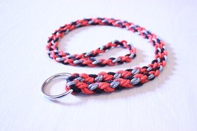 Collier d&#39;encolure tressé 4 brins - avec anneau - 1m05