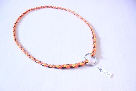Collier d&#39;encolure tressé 4 brins - avec anneau - 95cm