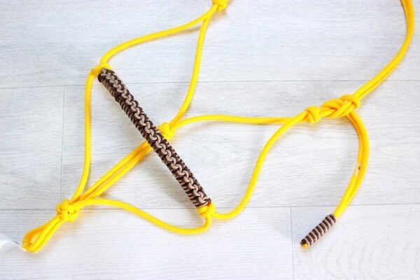 Licol étho - COB -tressage Vagues Large - Jaune et brun fonce /beige