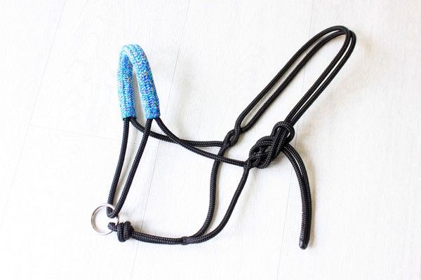 Licol de longe  - MINI - Noir et chiné bleu
