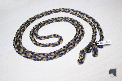 Rênes tressées plates - 3m - Bleu marine &amp; or