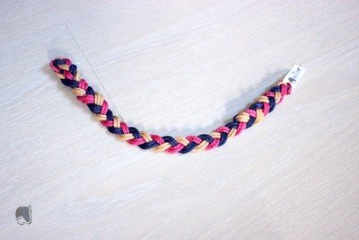 Frontal tressé (6 brins) - MINI  33cm - Marine, beige, vieux rose