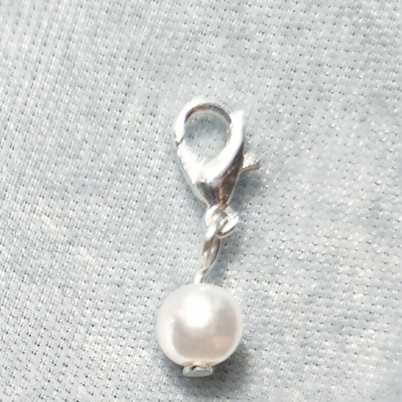 Bead Charm, White Pearl