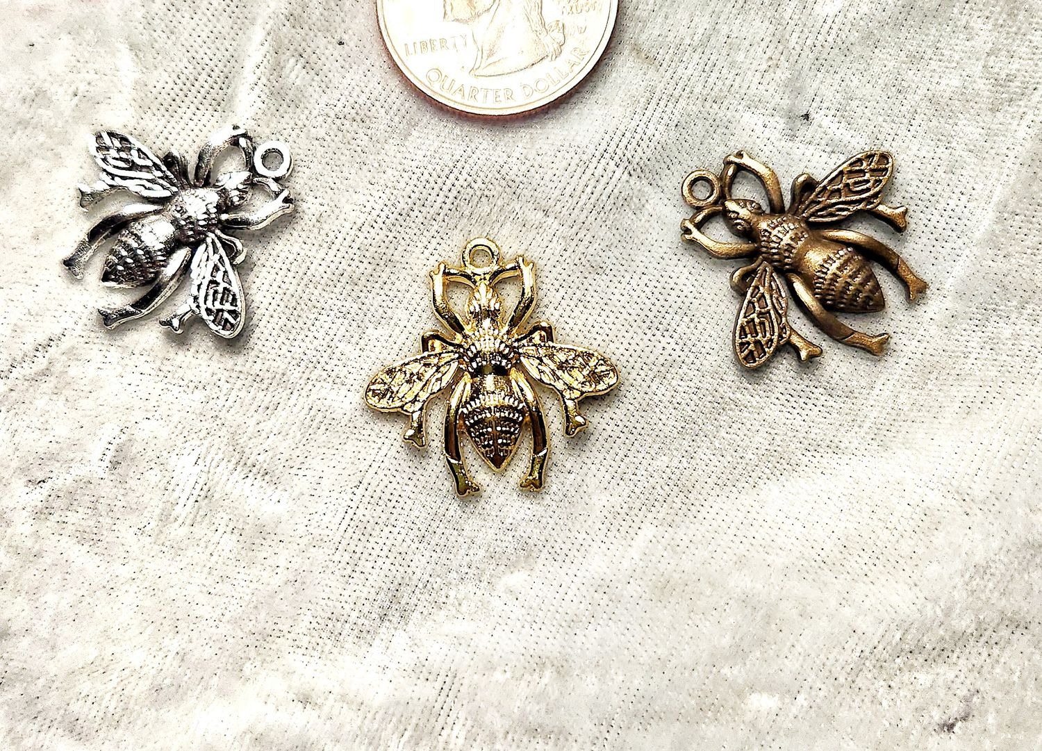Large Bee Charms, 3 colors