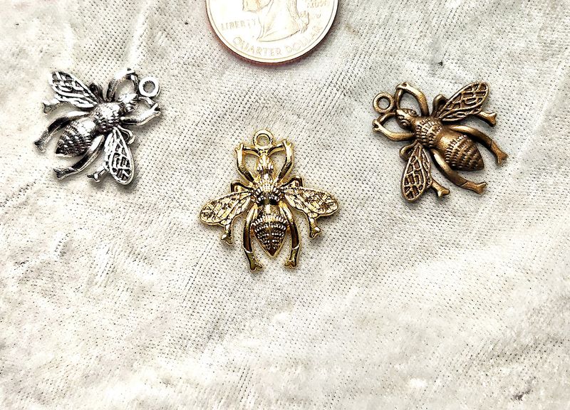 Large Bee Charms, 3 colors