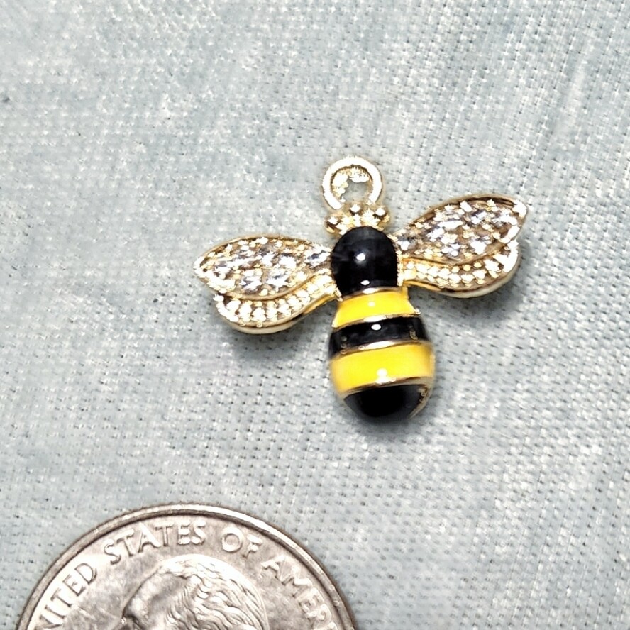 Bee Charm, Yellow Rhinestone
