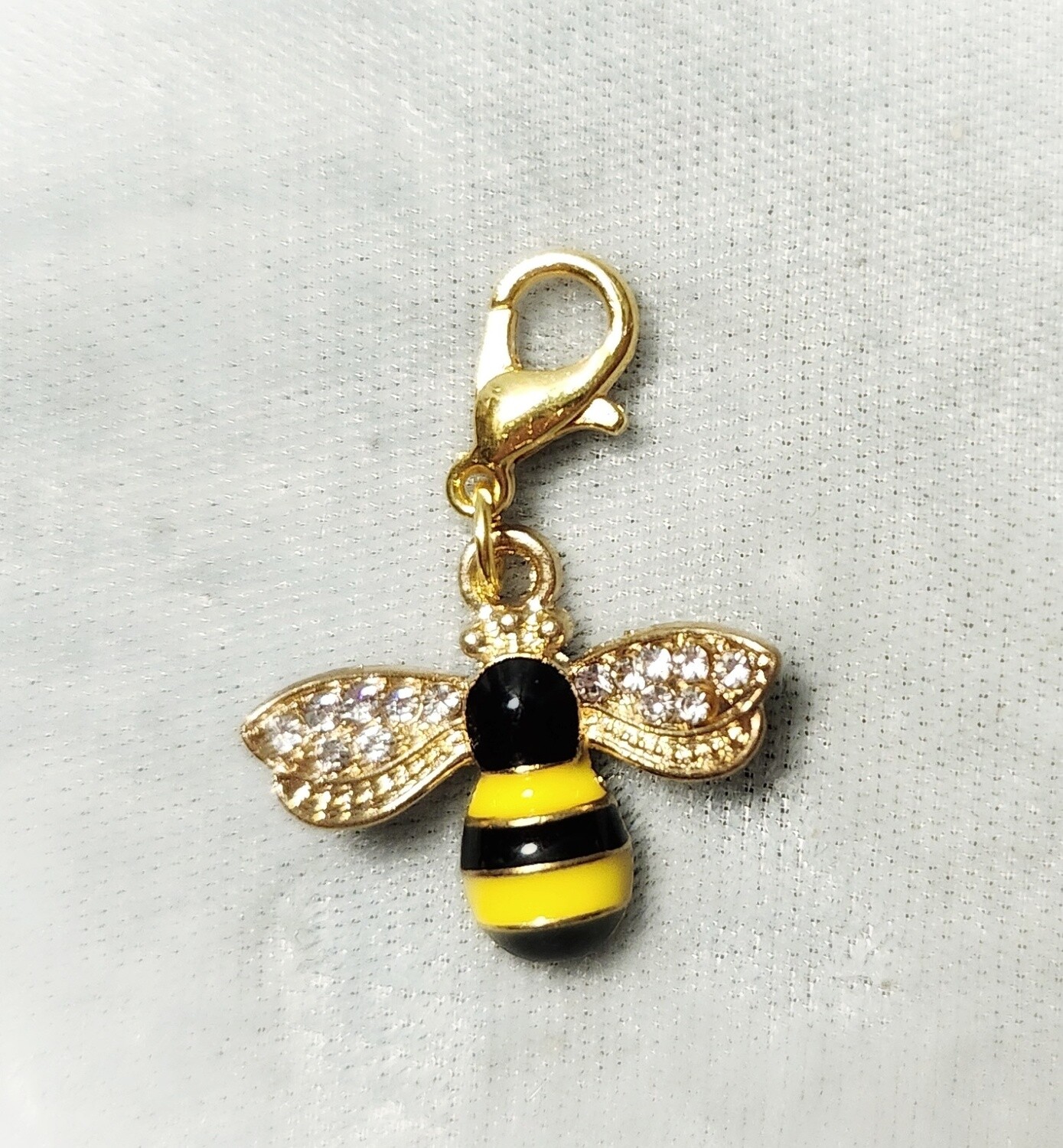 Bee Charm, Yellow Rhinestone, Style: Clip
