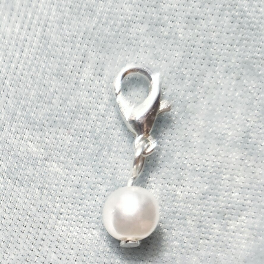 Bead Charm, White Pearl