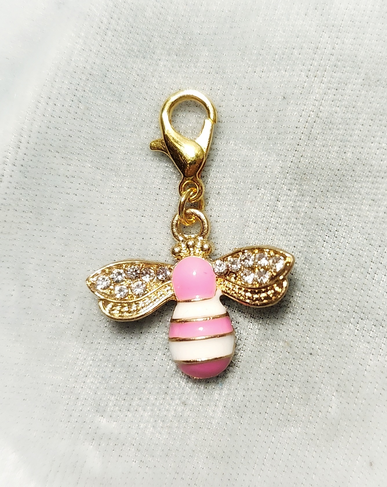 Bee Charm, Pink Rhinestone