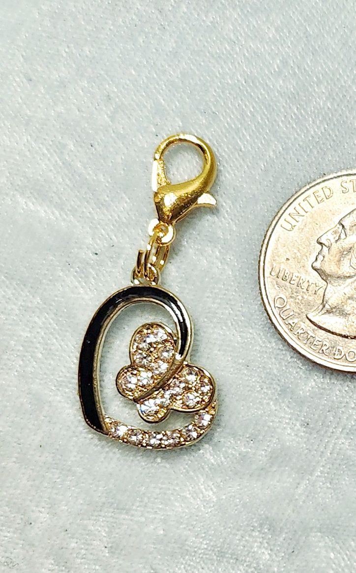 Butterfly Heart with Rhinestones (Golden)