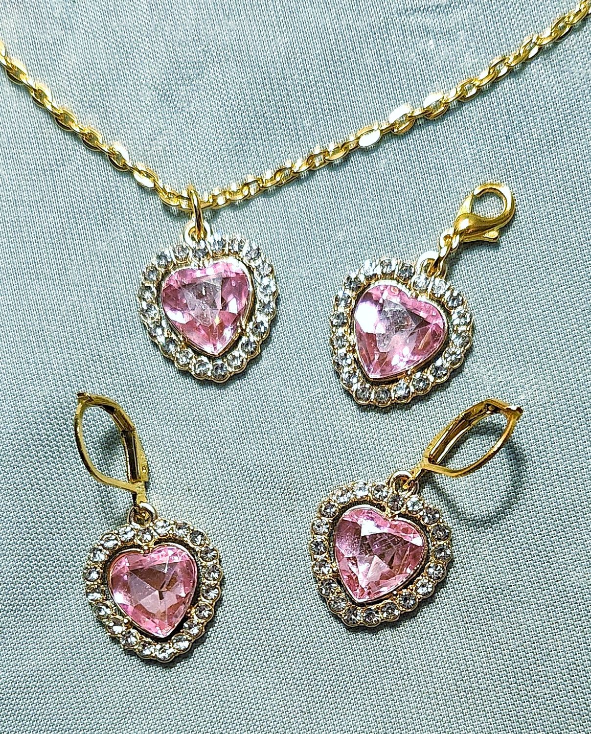 Pink Rhinestone Heart (Golden)