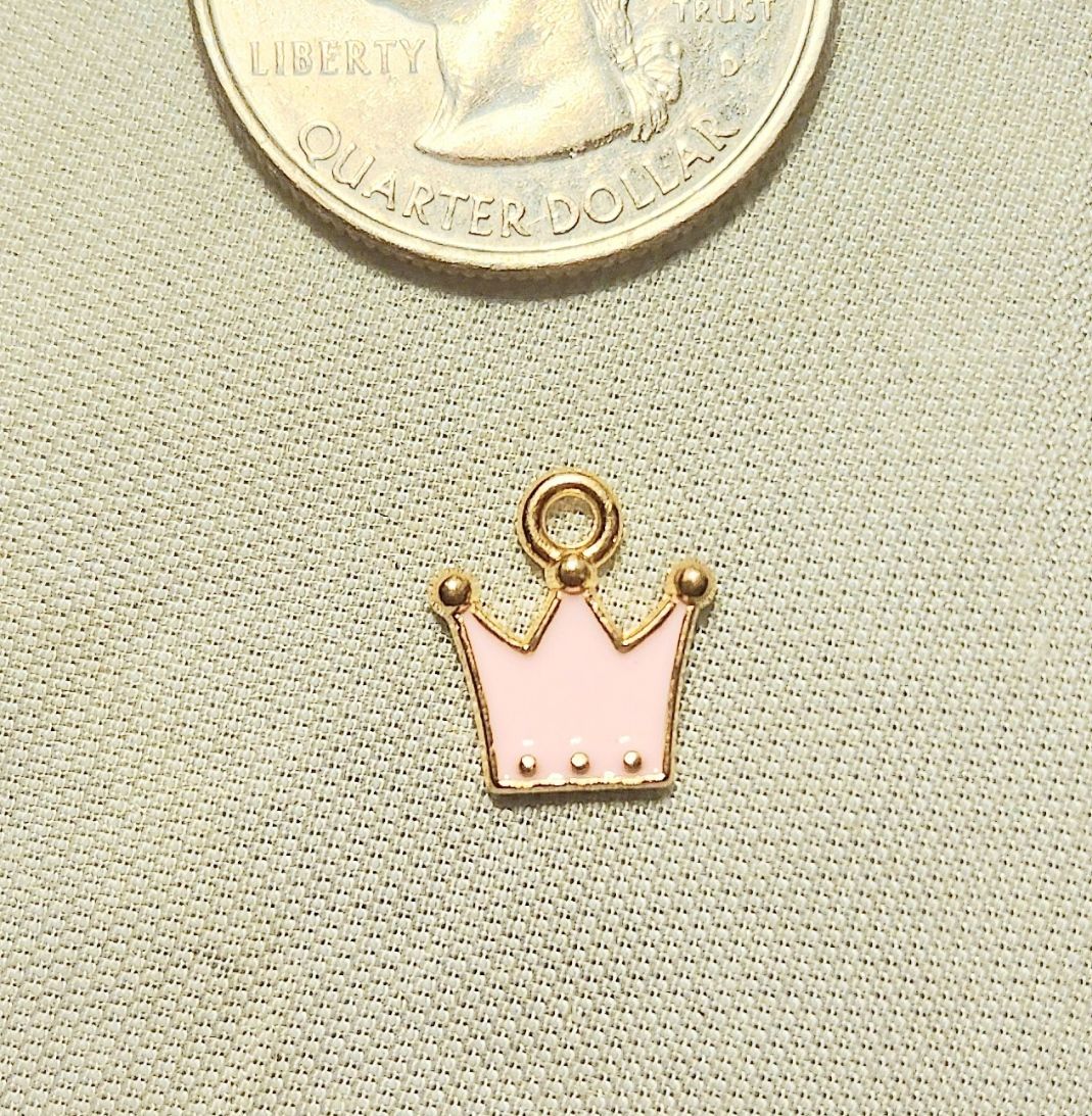 Small Pink Enamel Crown (Golden)