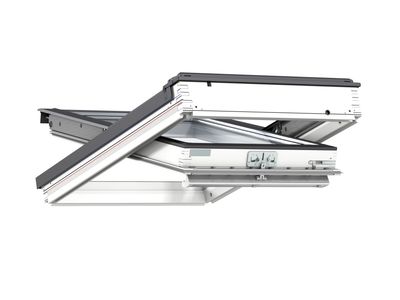 Kit finestra GBL con motore solare KSX bassa pendenza 10° 20° completa di accesori per installazione raccordo EDG+BDX+BFX