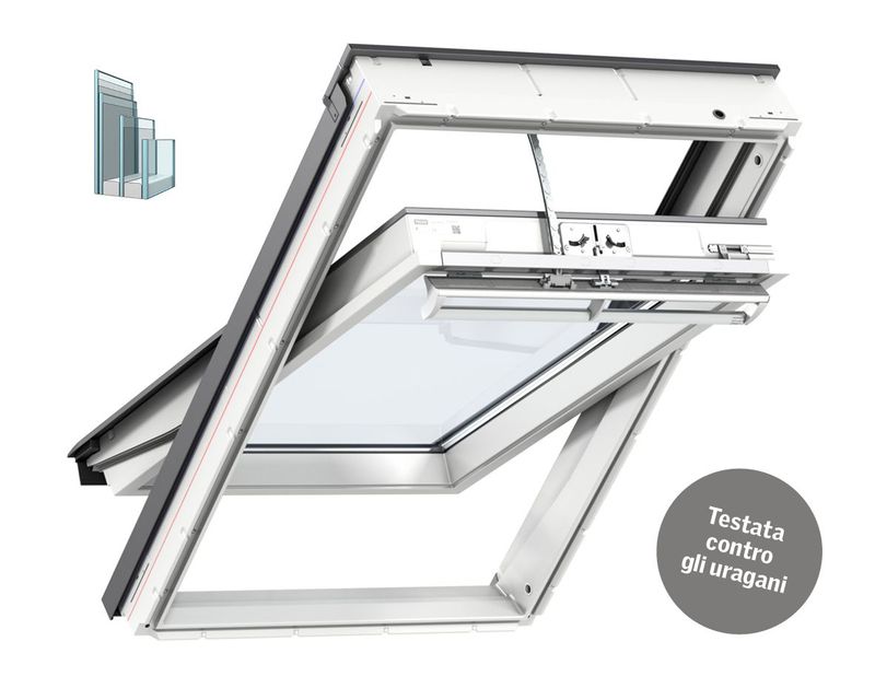 Finestra ggl apertura elettrica integra 2086 Tripla Protezione vetro 86 legno bianco